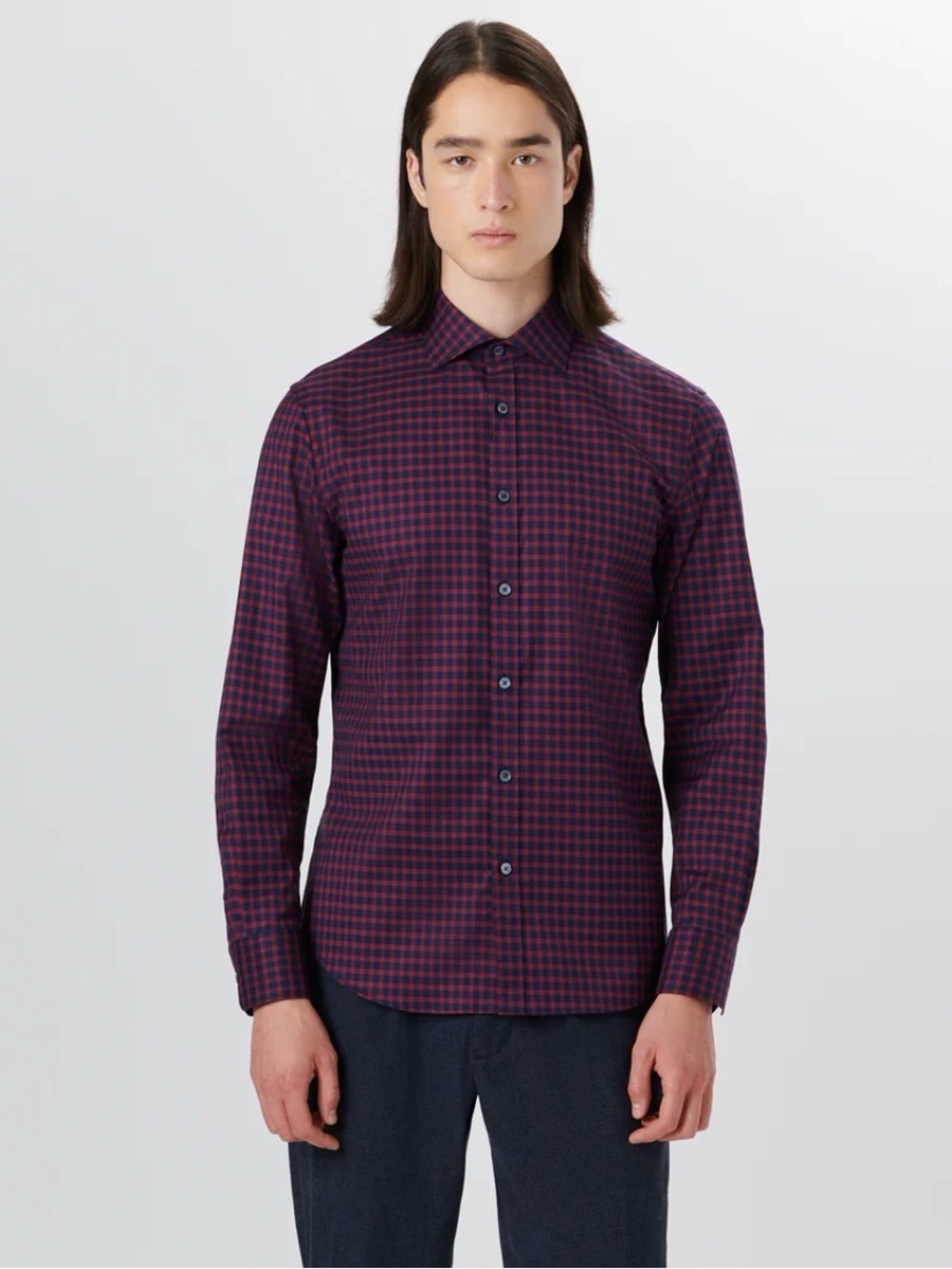 Bugatchi Purple Checkered Button Down Size XL